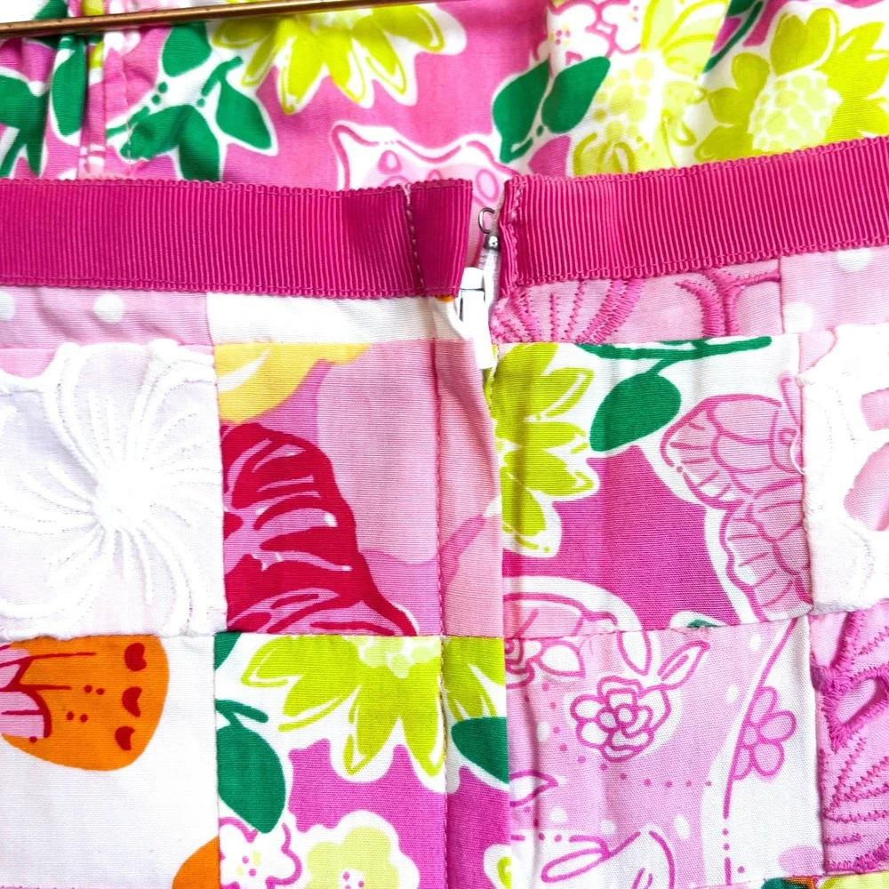 Vintage Lilly Pulitzer Preppy Patchwork Strapless Dress Size 6 Pink Coquette - Picture 5 of 9